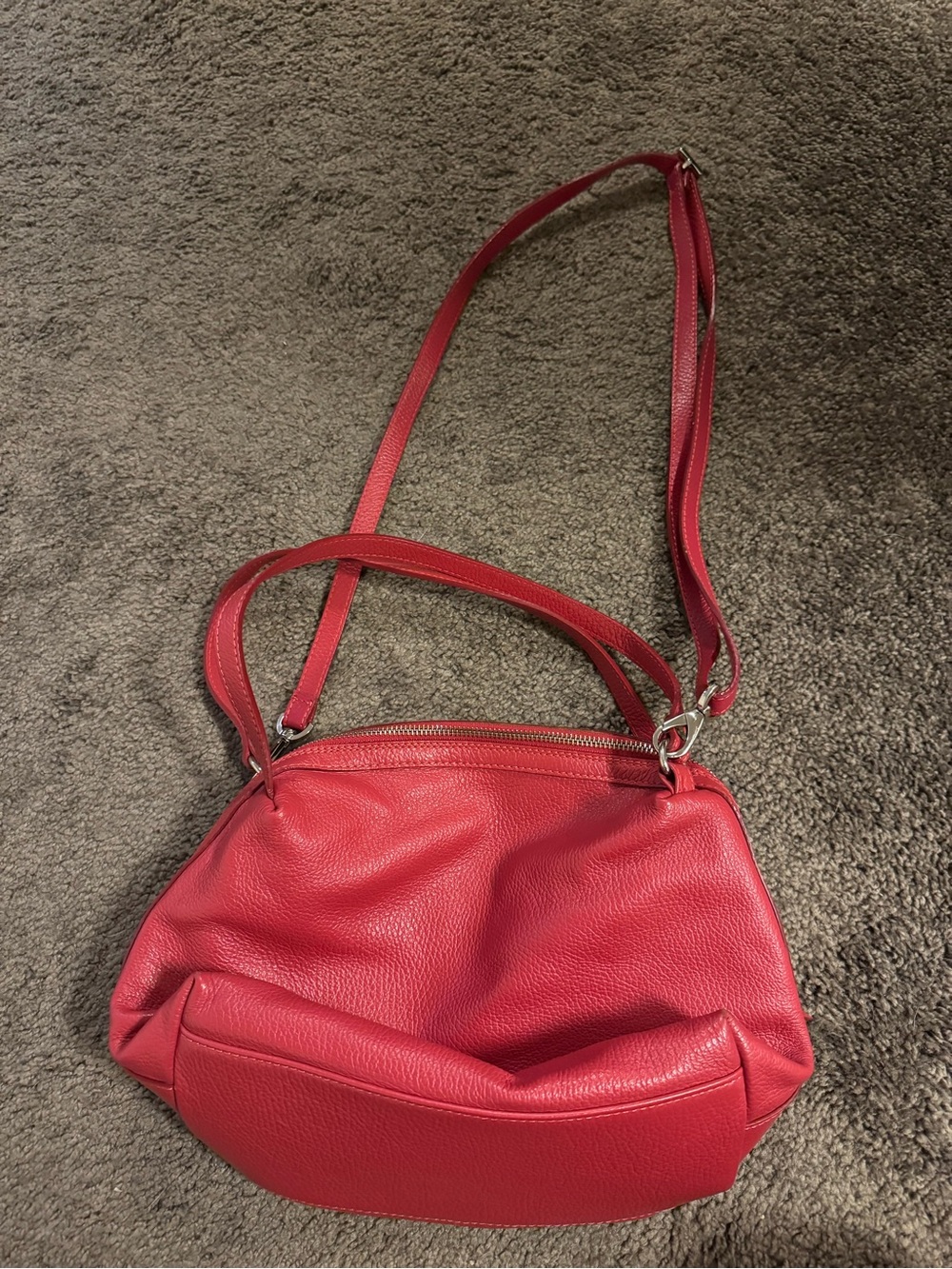 Maxima Red Pebble Leather Shoulder Bag
